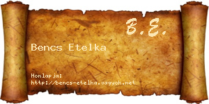 Bencs Etelka névjegykártya